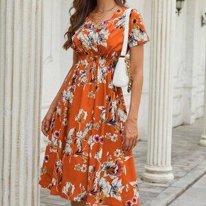 Women's floral print short-sleeved dress